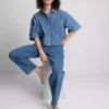 Pamut denim rövid, téglalap alakú ing