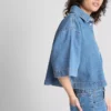 Pamut denim rövid, téglalap alakú ing