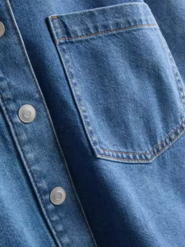 Pamut denim rövid, téglalap alakú ing