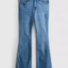 Pamut denim, tágas szárú, közepes derékmagasságú farmer
