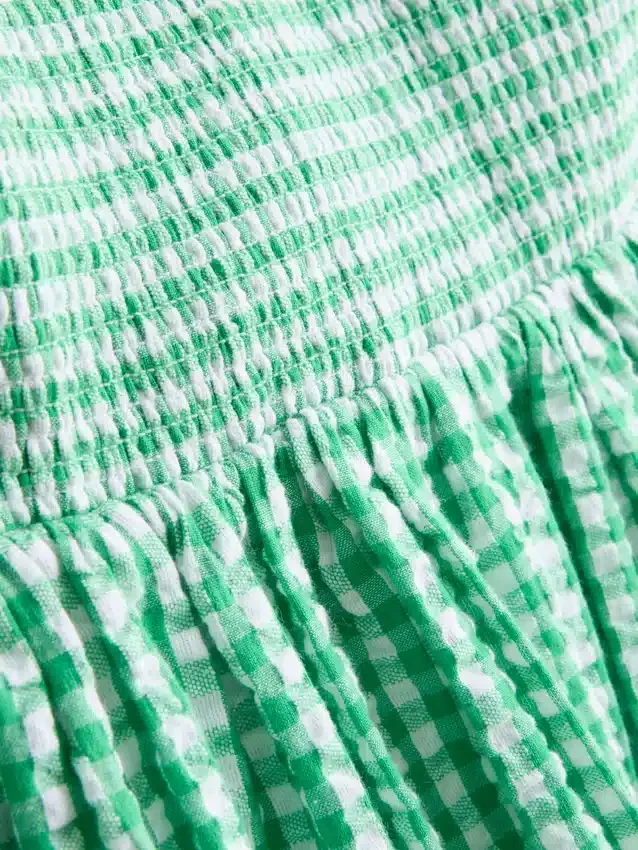 Pamut kockás bandeau miniruha