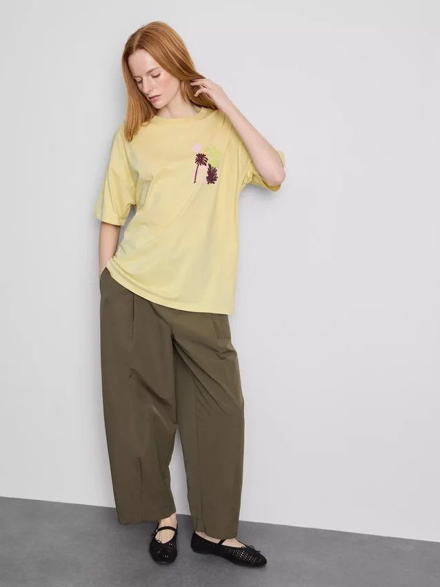 Pamut, oversize, grafikás boyfriend póló