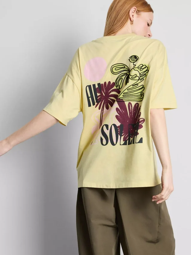 Pamut, oversize, grafikás boyfriend póló