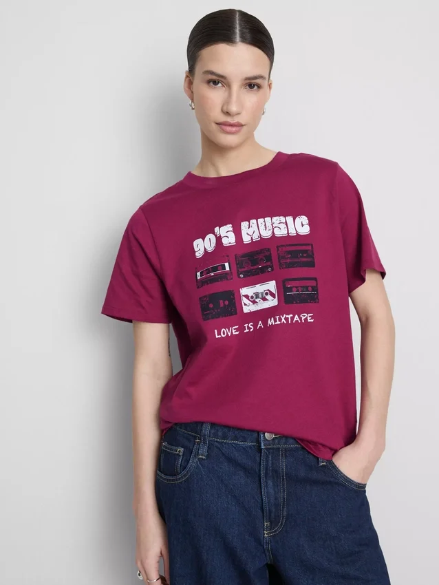 Pamut, rövid ujjú, nyomtatott póló