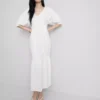 Pamut seersucker midi smock ruha