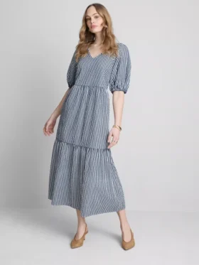 Pamut seersucker midi smock ruha