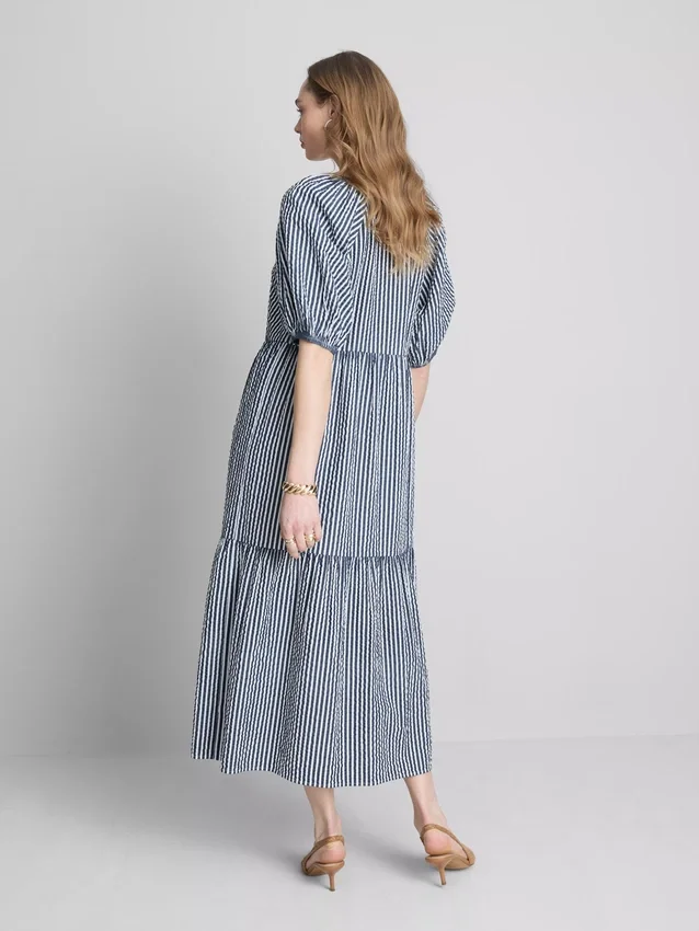 Pamut seersucker midi smock ruha