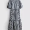 Pamut seersucker midi smock ruha