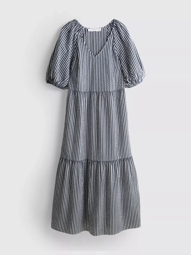Pamut seersucker midi smock ruha