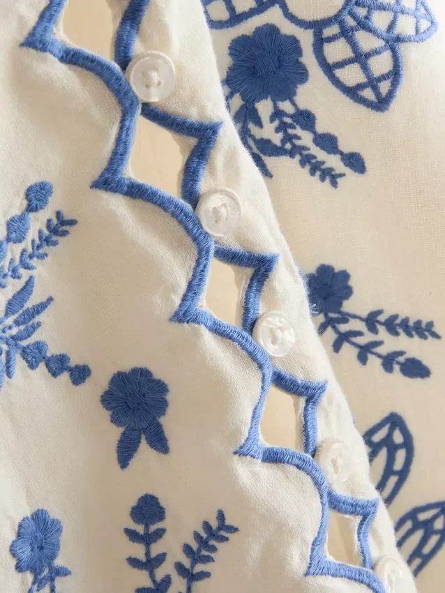 Pamut, virágmintás hímzésű mellény