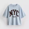 Pamutban gazdag, NYC-es, leeresztett ujjú pulóver