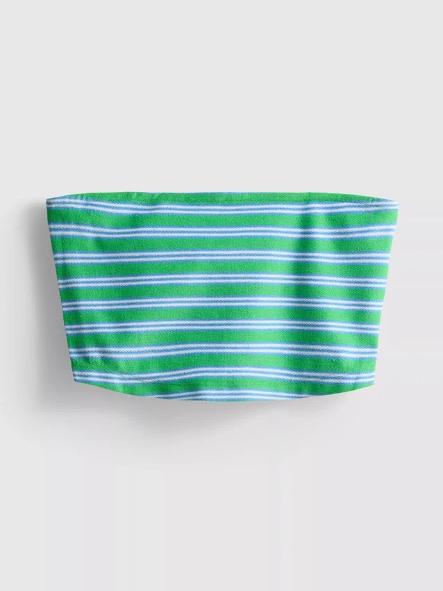 Pamutban gazdag, rövid, csíkos bandeau felső