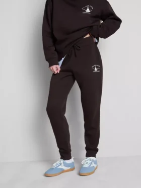 Pamutkeverékből készült, nyomtatott, szűk joggingnadrág