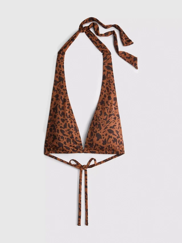 Paula Echevarría leopárdmintás nyakpántos bikini felső