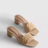 Raffia blokktalpú papucs
