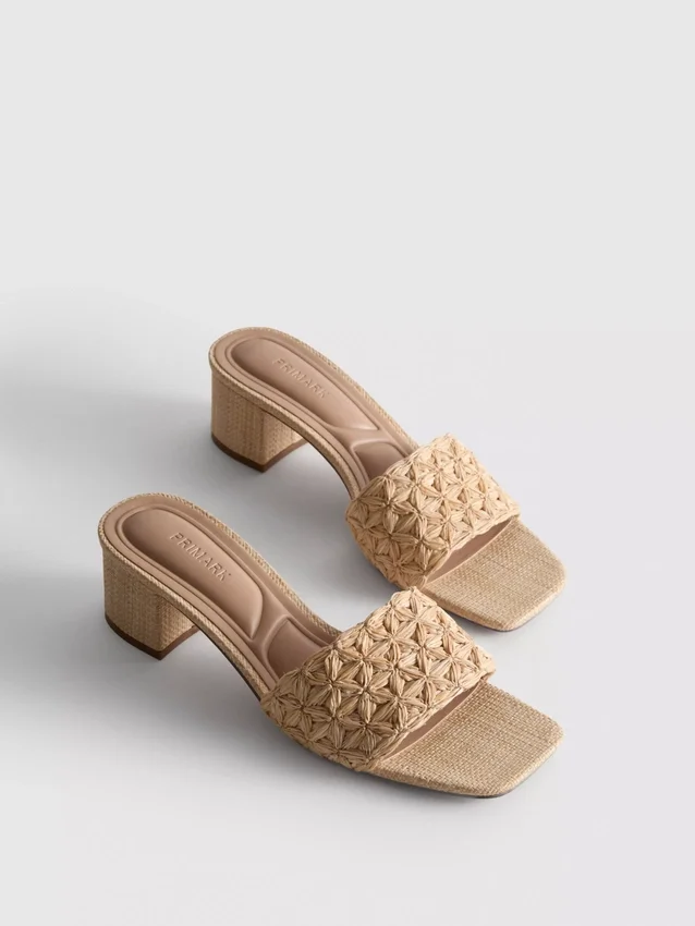 Raffia blokktalpú papucs