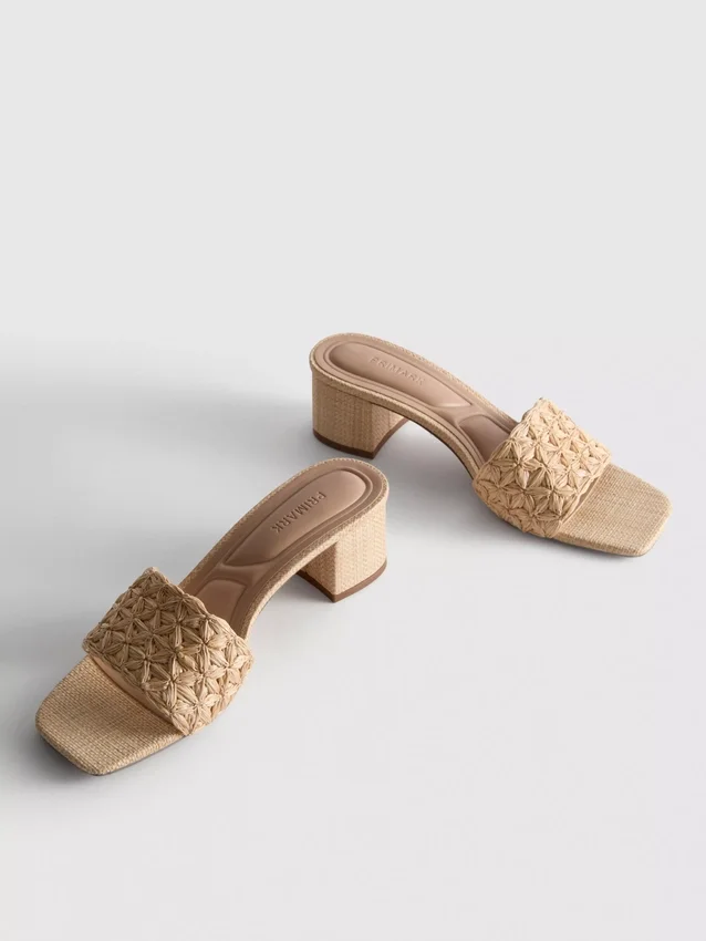 Raffia blokktalpú papucs