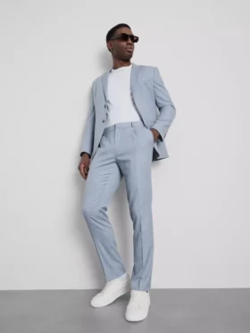 Slim fit, dobby textúrájú öltönynadrág
