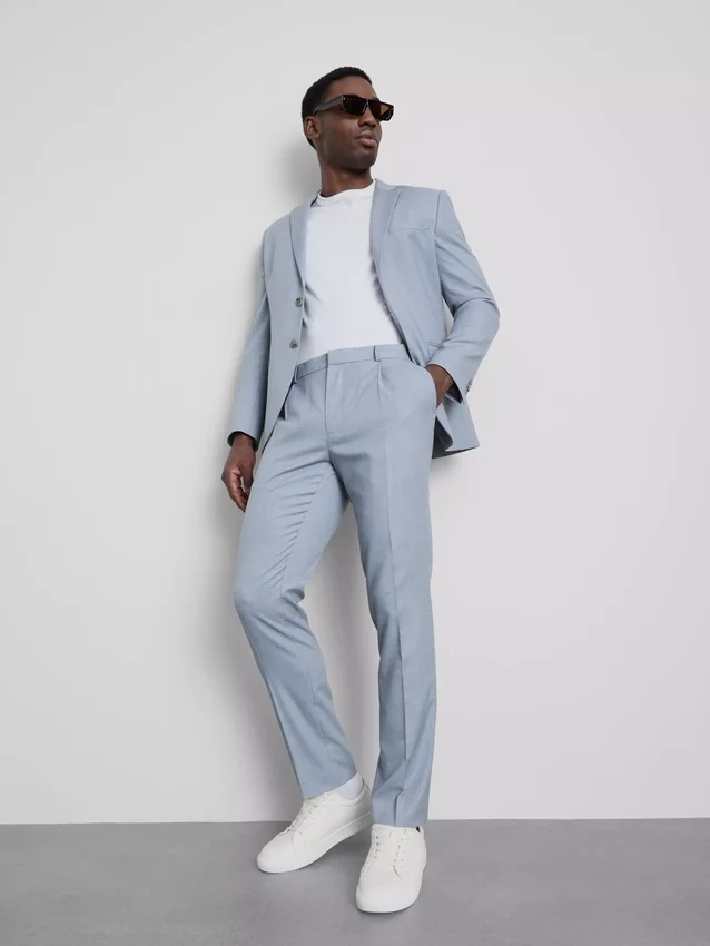 Slim fit, dobby textúrájú öltönynadrág