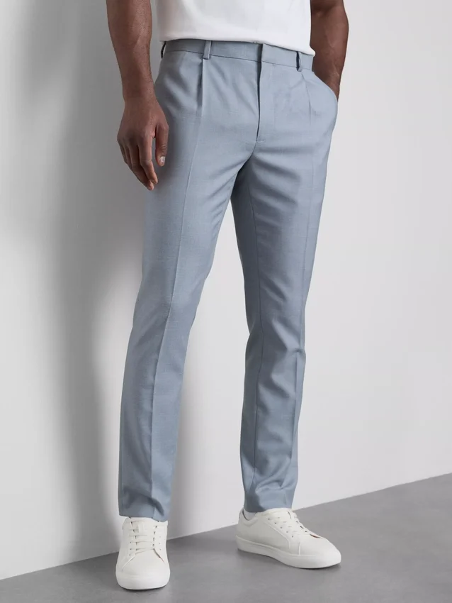 Slim fit, dobby textúrájú öltönynadrág