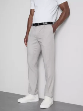 Slim fit, dobby textúrájú öltönynadrág