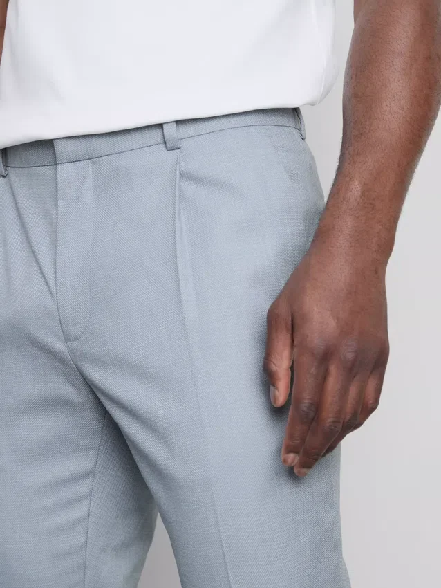 Slim fit, dobby textúrájú öltönynadrág