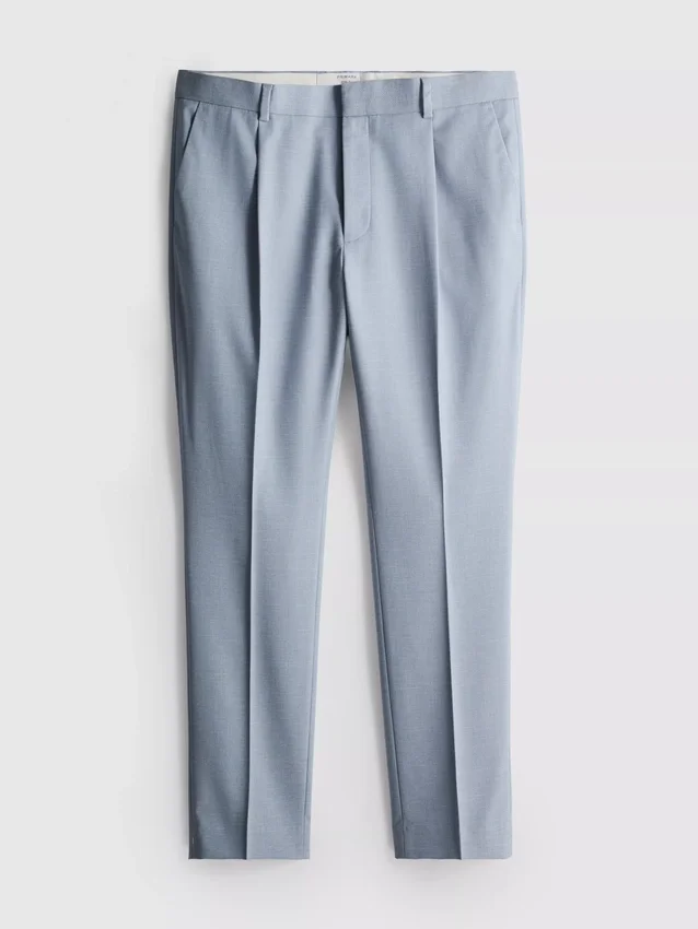 Slim fit, dobby textúrájú öltönynadrág