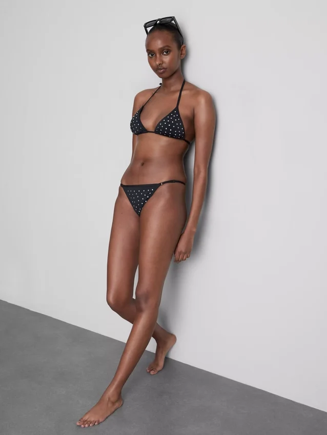 Strasszos háromszög alakú bikini felső
