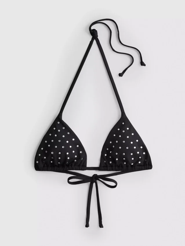 Strasszos háromszög alakú bikini felső