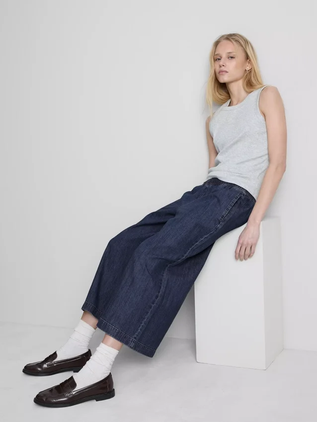 Széles szárú culotte farmer