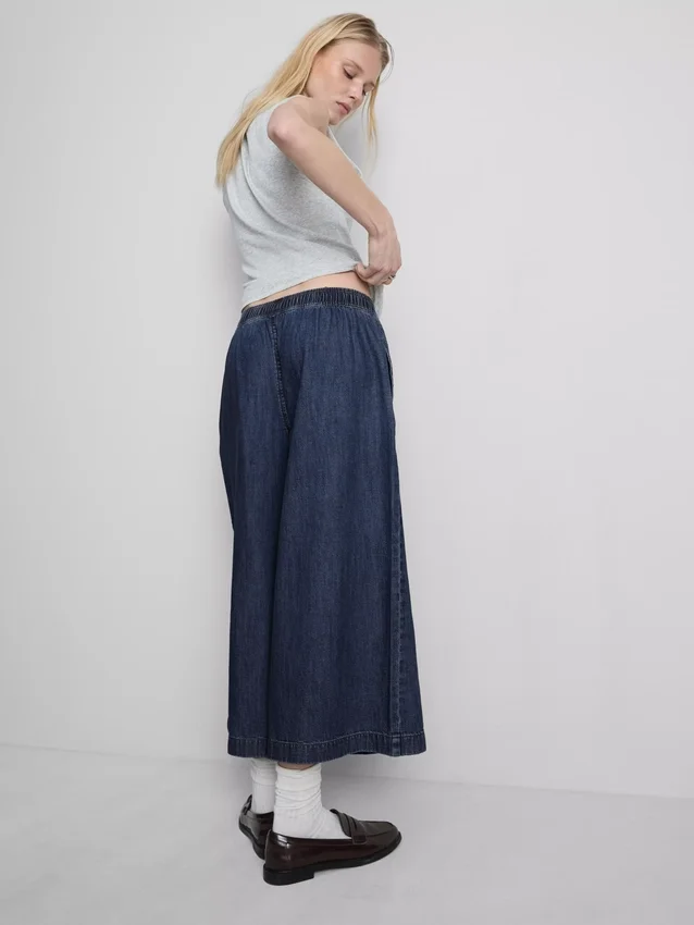 Széles szárú culotte farmer