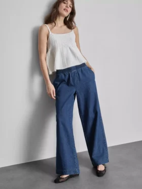 Széles szárú pamut denim edzőnadrág