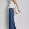 Széles szárú pamut denim edzőnadrág