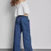 Széles szárú pamut denim edzőnadrág