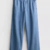 Széles szárú pamut denim edzőnadrág