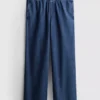 Széles szárú pamut denim edzőnadrág