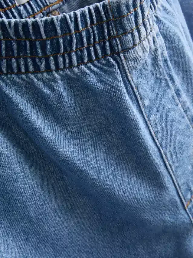 Széles szárú pamut denim edzőnadrág