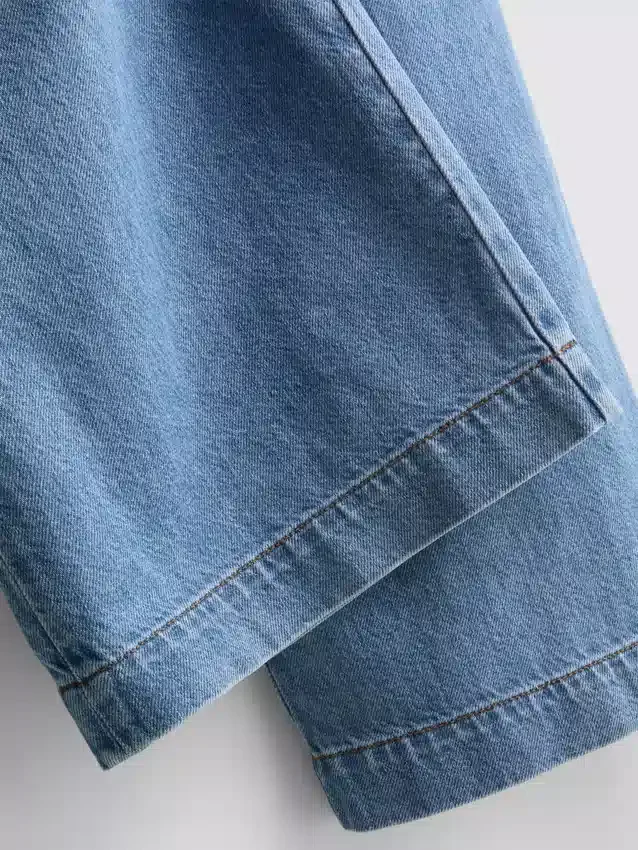 Széles szárú pamut denim edzőnadrág
