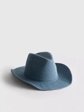 Szövetből készült, szegecses cowboy-kalap