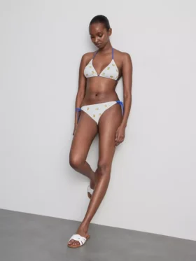 Texturált, citrommintás háromszög alakú bikini felső