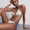 Texturált, citrommintás háromszög alakú bikini felső