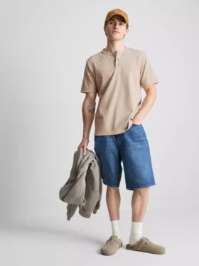 Texturált henley póló
