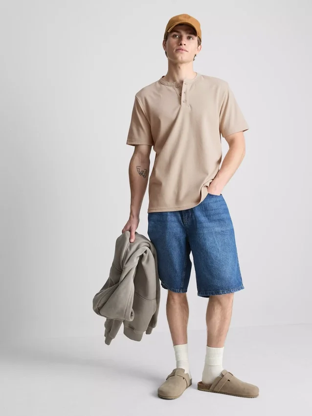 Texturált henley póló