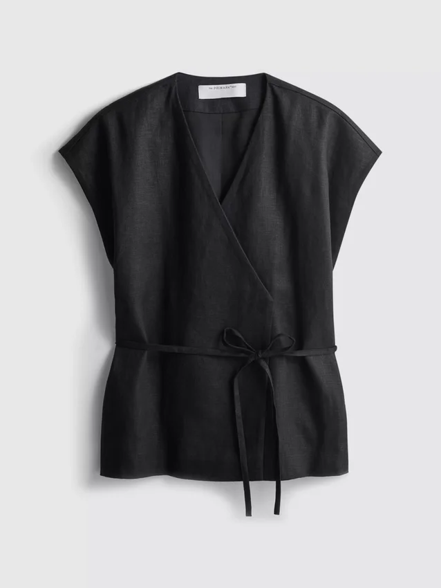 The Edit lenvászon V-nyakú, átlapolt felső