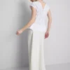 The Edit poplin redős V-nyakú felső