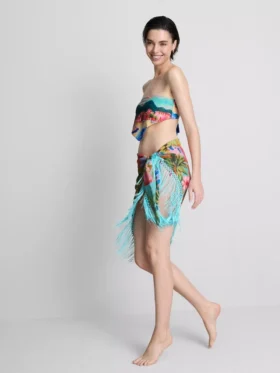 Trópusi mintás rojtos sarong