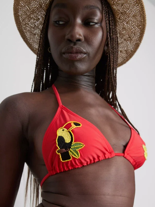 Tukán mintás háromszög bikini felső